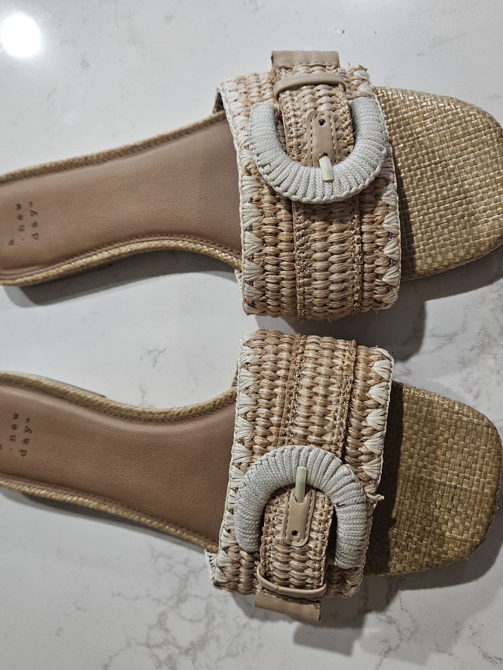 a new day Tan Woven Slide Sandals with Cream-Wrapped Buckle - Picture 2 of 4